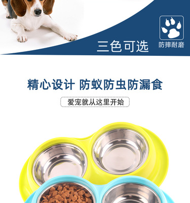 新品宠物不锈钢双碗宠物狗碗食具猫咪防蚁虫猫碗大食盆工厂批发